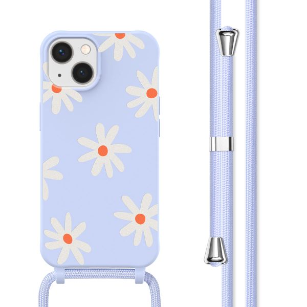 imoshion Coque design en silicone avec cordon iPhone 13 - Lila Flower Distance