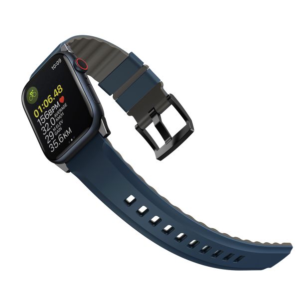 Uniq Bracelet Linus en silicone AiroSoft™ Apple Watch Series 1 á 10 / SE / Ultra (2) (44/45/46/49 mm) - Bleu Nautique