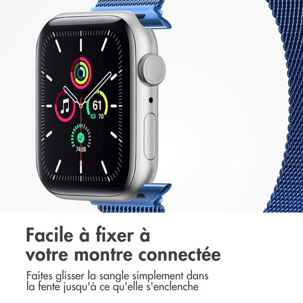 imoshion Bracelet magnétique milanais Apple Watch Series 1 - 9 / SE (38/40/41 mm) | Series 10 / 11 (42 mm) - Taille S - Bleu