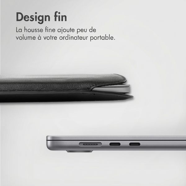 Accezz Leather Pochette ordinateur Apple MacBook 16 pouces - Noir