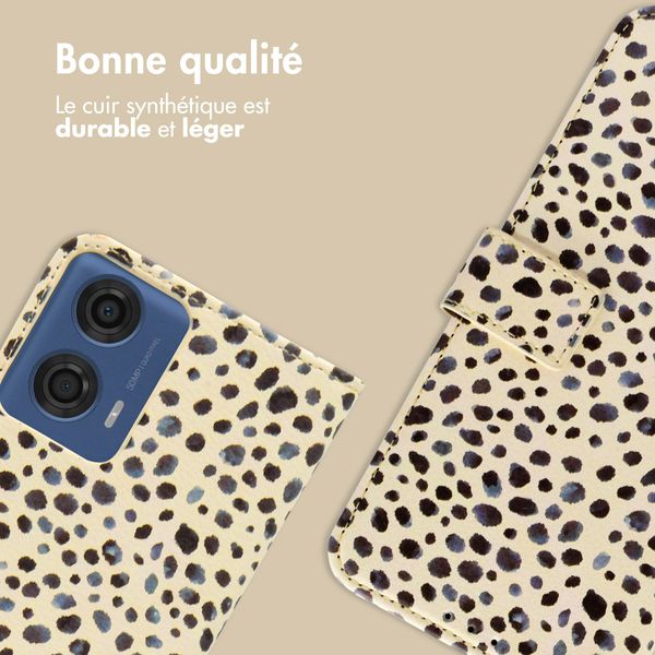 imoshion Étui de télephone portefeuille Design Motorola Moto G04 / G24 - Black And White Dots