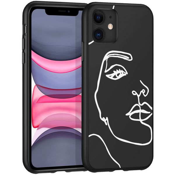 imoshion Coque Design iPhone 11 - Visage abstrait - Blanc / Noir