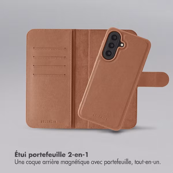 Selencia Étui portefeuille amovible Olyn avec MagSafe Samsung Galaxy A57 (5G) - Marron