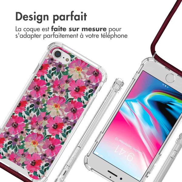 imoshion Coque Design avec cordon Apple iPhone SE (2022 / 2020) / 8 / 7 - Flower Water