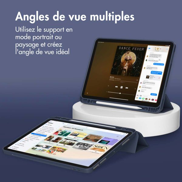 Accezz Coque tablette portefeuille Smart Silicone Apple iPad Air 11 pouces (2025) M3 / (2024) M2 / Air 5 (2022) / Air 4 (2020) - Bleu foncé