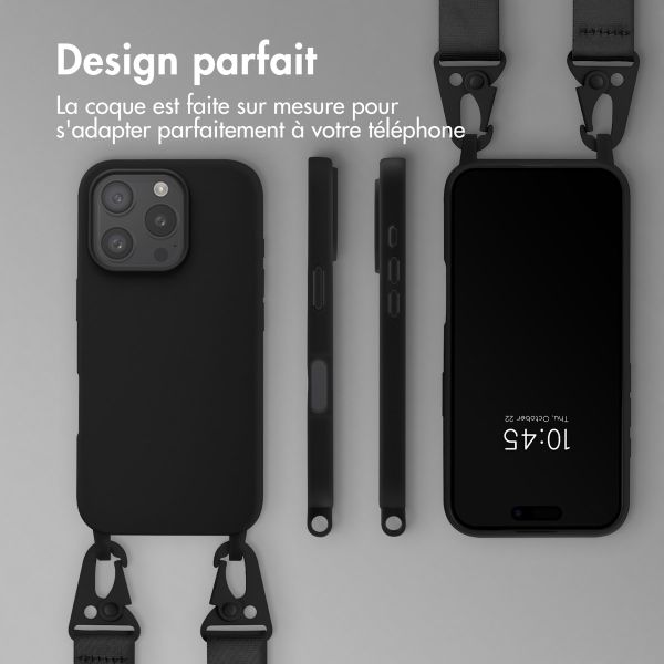 Selencia Coque silicone avec cordon amovible Apple iPhone 16 Pro - Noir