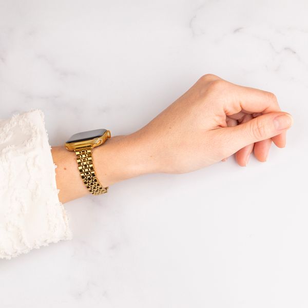 Selencia Bracelet en acier slim style Jubilee Apple Watch Series 1 t/m 9 / SE (38/40/41 mm) | Series 10 / 11 (42 mm) - Doré