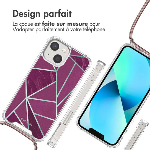 imoshion Coque Design avec cordon iPhone 13 Mini - Bordeaux Graphic