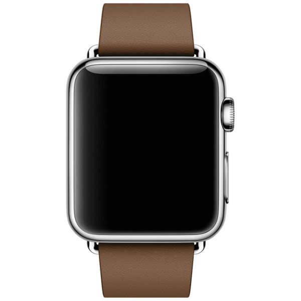 Apple Bracelet Leather Band Modern Buckle Apple Watch Series 1 t/m 9 / SE (38/40/41 mm) | Series 10 / 11 (42 mm) - Taille M - Marron