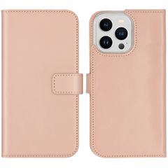 Selencia Étui de téléphone portefeuille en cuir véritable Apple iPhone 14 Pro Max - Dusty Pink