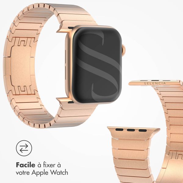 Selencia Bracelet à maillons en acier inoxydable Apple Watch Series 1 á 9 / SE (38/40/41 mm) | Series 10 (42 mm) - Rose Dorée