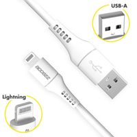 Accezz Câble Lightning vers USB iPhone 13 Pro Max - Certifié MFi - 1 mètre - Blanc