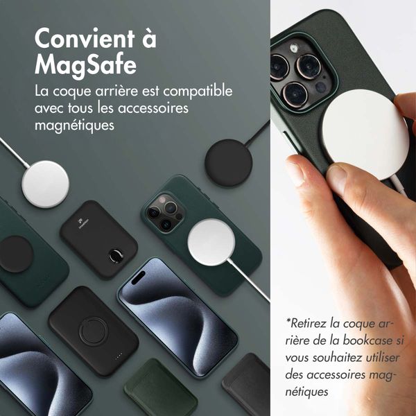 Accezz Étui de télephone portefeuille en cuir 2-en-1 avec MagSafe Apple iPhone 16 Pro Max - Cedar Green