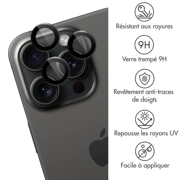 imoshion Lot de 2 protections d'objectif de caméra Apple iPhone 15 Pro / 15 Pro Max - Black Titanium