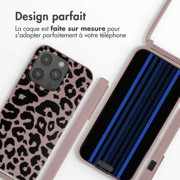 imoshion Coque design en silicone avec cordon Apple iPhone 15 Pro - Animal Pink