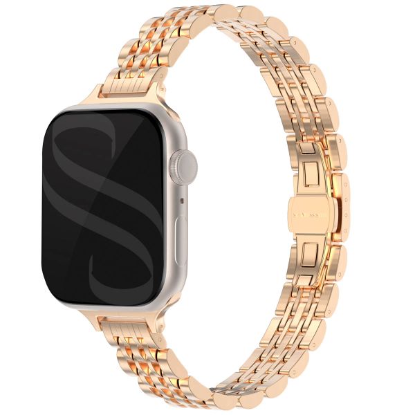 Selencia Bracelet en acier slim style Jubilee Apple Watch Series 1 à 9 / SE (38/40/41 mm) | Series 10 (42 mm) - Or Rose