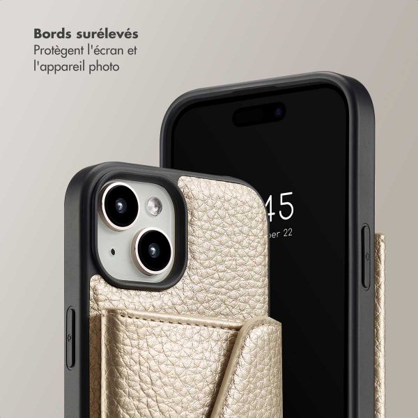 Selencia Coque à cordon avec porte-cartes enveloppe Sera iPhone 15 - Champagne