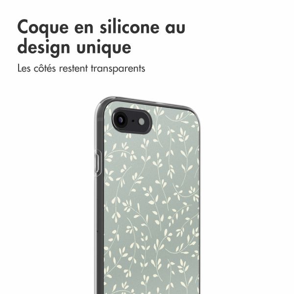 imoshion Coque design pour iPhone SE (2022 / 2020) / 8 / 7 - Smoke Green Flowers