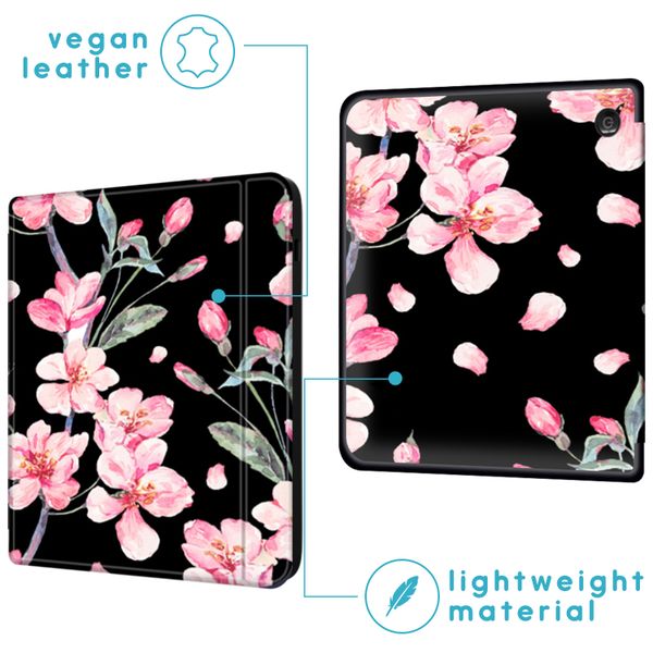 imoshion Design Slim Hard Sleepcover avec support Kobo Sage / Tolino Epos 3 - Blossom Watercolor Black