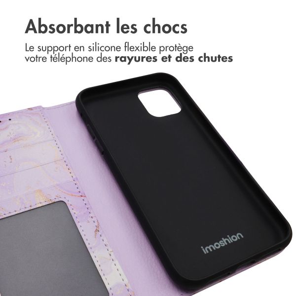 imoshion Étui de télephone portefeuille Design Apple iPhone 11 - Purple Marble