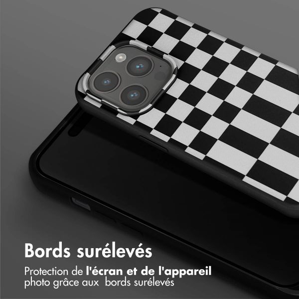 Selencia Coque design en silicone avec cordon amovible Apple iPhone 15 Pro - Irregular Check Black