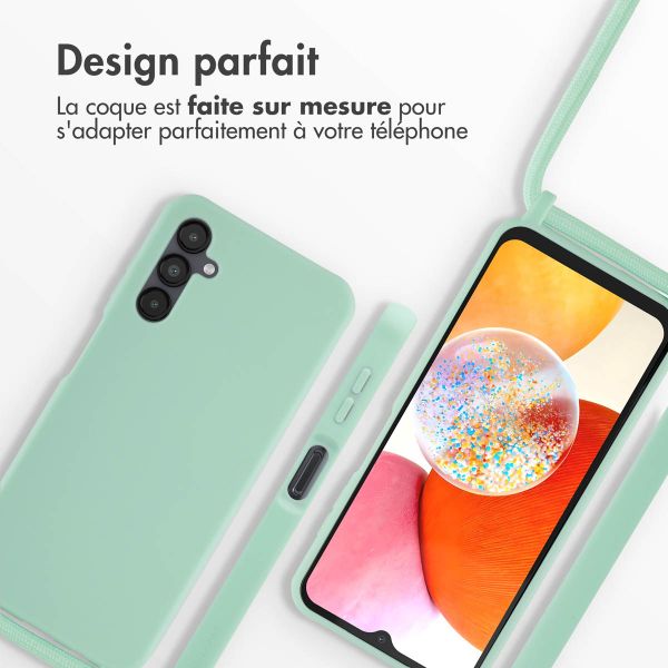 imoshion ﻿Coque en silicone avec cordon Samsung Galaxy A14 (5G/4G) - Menthe verte