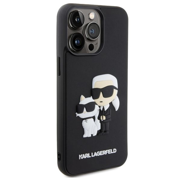 Karl Lagerfeld Coque rigide en caoutchouc 3D Karl & Choupette Apple iPhone 15 Pro Max - Noir