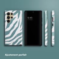 Selencia Coque arrière Vivid Samsung Galaxy S24 Ultra - Colorful Zebra Pine Blue