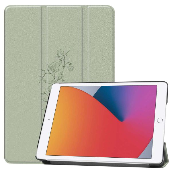 imoshion Coque tablette Design Trifold Apple iPad 9 (2021) 10.2 pouces / iPad 8 (2020) 10.2 pouces / iPad 7 (2019) 10.2 pouces - Floral Green
