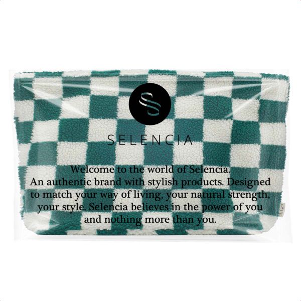 Selencia Sac Fourre-tout Zaya - Teddy Sac Ordinateur 16 pouces - Vert à carreaux