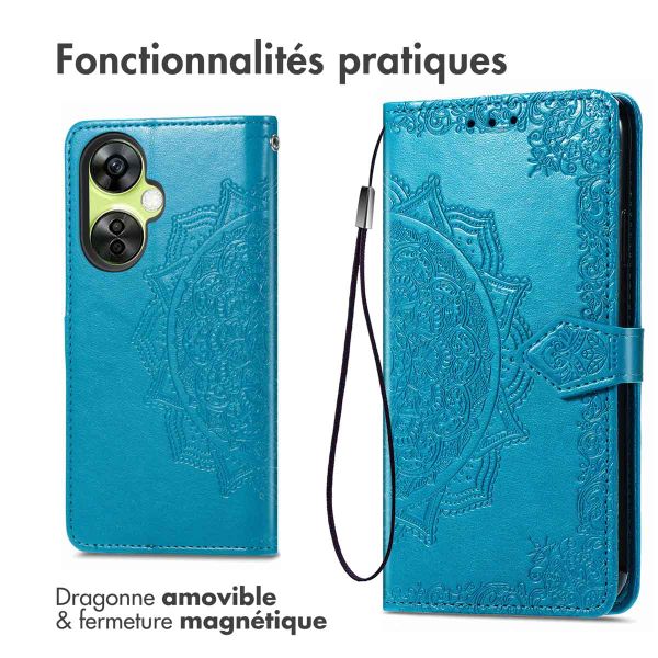 imoshion Etui de téléphone portefeuille Mandala OnePlus Nord CE 3 / CE 3 Lite - Turquoise