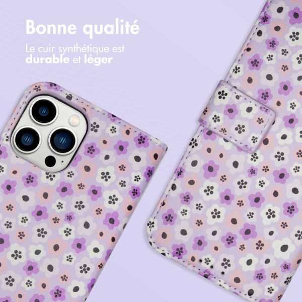 imoshion Étui de télephone portefeuille Design Apple iPhone 12 (Pro) - Purple Flowers