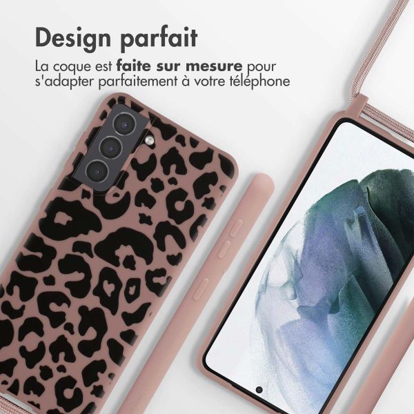 imoshion Coque design en silicone avec cordon Samsung Galaxy S21 - Animal Pink