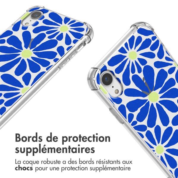 imoshion Coque Design avec cordon iPhone Xr - Cobalt Blue Flowers Connect