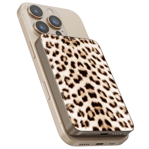 Selencia Powerbank Vivid 5 000 mAh - MagSafe et Qi - Desert Gold / Leopard