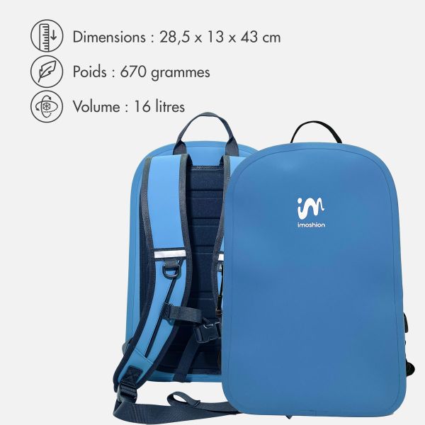 imoshion Sac à dos Hermétique et Étanche 16L - Moyen - Bleu doux