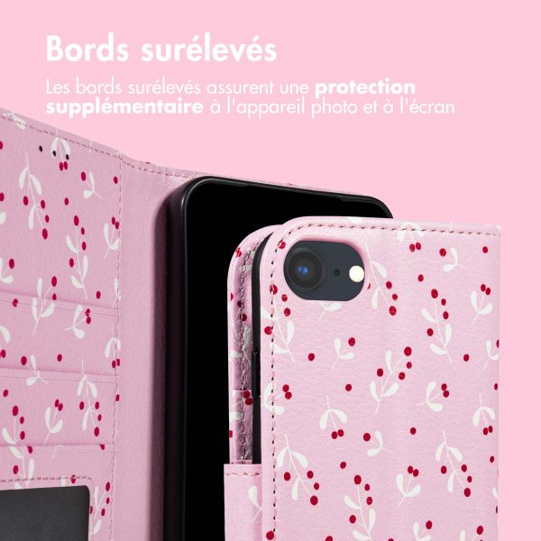 imoshion Étui de télephone portefeuille Design Apple iPhone SE (2022 / 2020) / 8 / 7 / 6(s) - Blush Berries