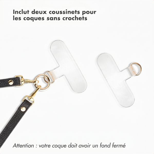Selencia Cordon de téléphone crossbody Selencia en véritable cuir - Noir