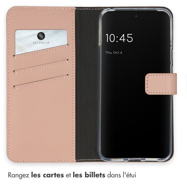 Selencia Étui de téléphone portefeuille en cuir véritable Google Pixel 8 - Dusty Pink