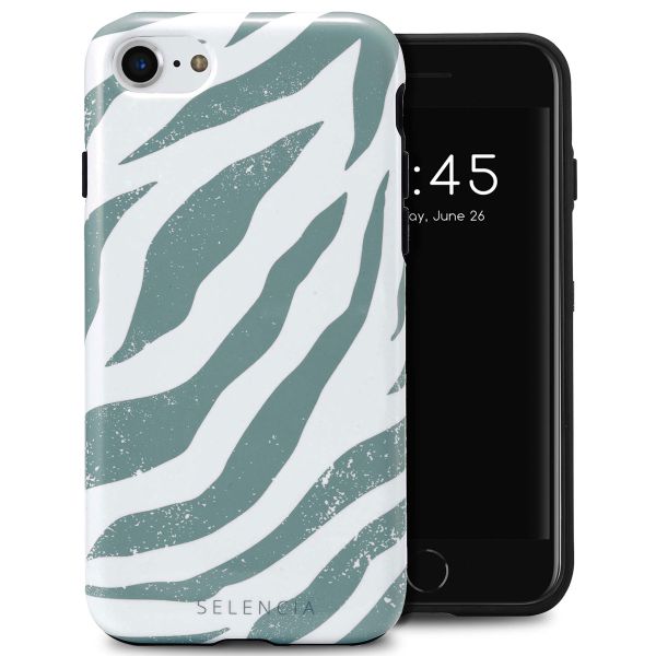 Selencia Coque arrière Vivid Tough iPhone SE (2022 / 2020) / 8 / 7 / 6(s) - Colorful Zebra Pine Blue