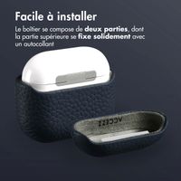 Accezz Coque en Cuir véritable Apple AirPods 4 - Bleu foncé