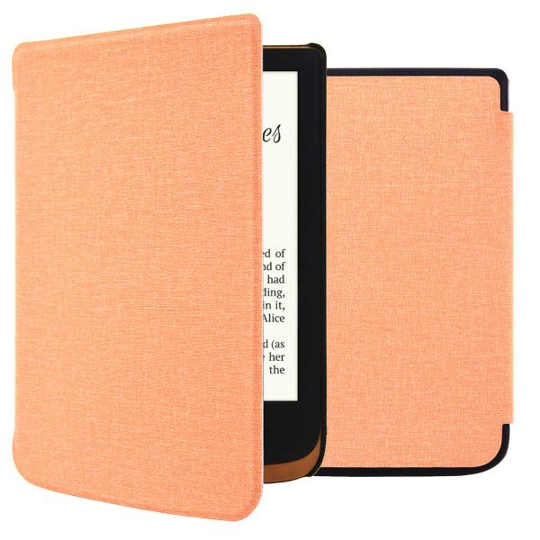 imoshion Étui de liseuse portefeuille Canvas Sleepcover Pocketbook Touch Lux 5 / HD 3 / Basic Lux 4 / Vivlio Lux 5 - Peach