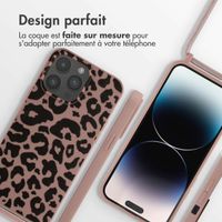 imoshion Coque design en silicone avec cordon Apple iPhone 14 Pro Max - Animal Pink