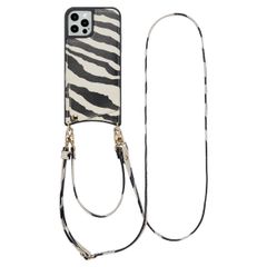 Selencia Coque de télephone Nova avec cordon et porte-cartes Apple iPhone 12 (Pro) - Zazzy Zebra