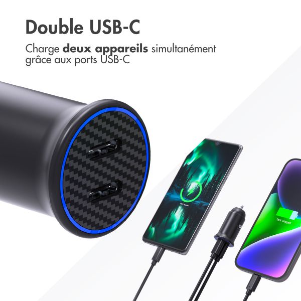 imoshion Chargeur voiture – Chargeur rapide 30 watts avec 2 ports USB-C