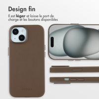 Accezz Coque arrière en cuir avec MagSafe Apple iPhone 15 - Marron café