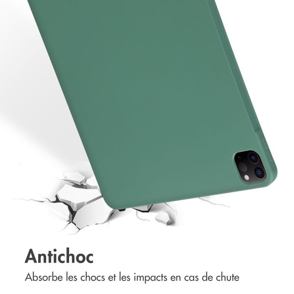 Accezz Coque Liquid Silicone avec porte-stylet iPad Pro 12.9 (2022) / Pro 12.9 (2021) / Pro 12.9 (2020) - Vert foncé