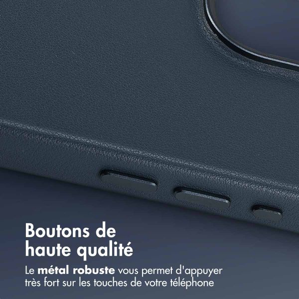 Accezz Coque arrière en cuir avec MagSafe iPhone 15 Pro Max - Nightfall Blue