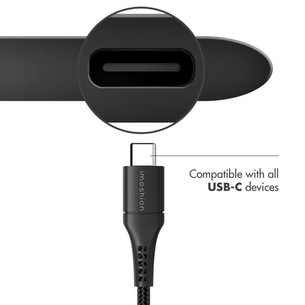 imoshion Câble USB-C vers USB - Textile tressé - 1,5 mètres - Noir