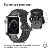 imoshion ﻿Boucle de bracelet de sport en silicone Apple Watch Series 1 á 9 / SE (38/40/41 mm) | Series 10 (42 mm) - Noir / Gris